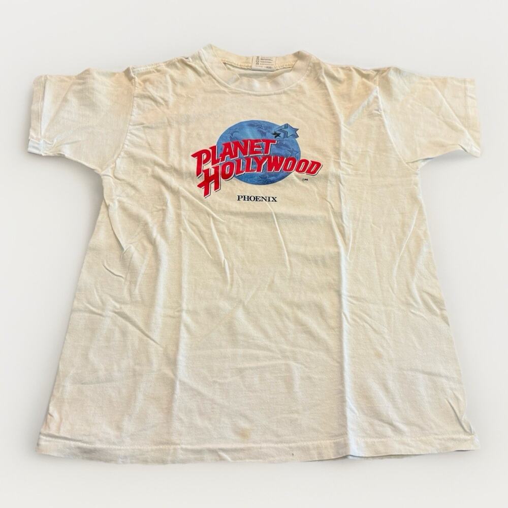 Vintage Planet Hollywood Phoenix Mens White Short Sleeve T-Shirt Size L Made USA